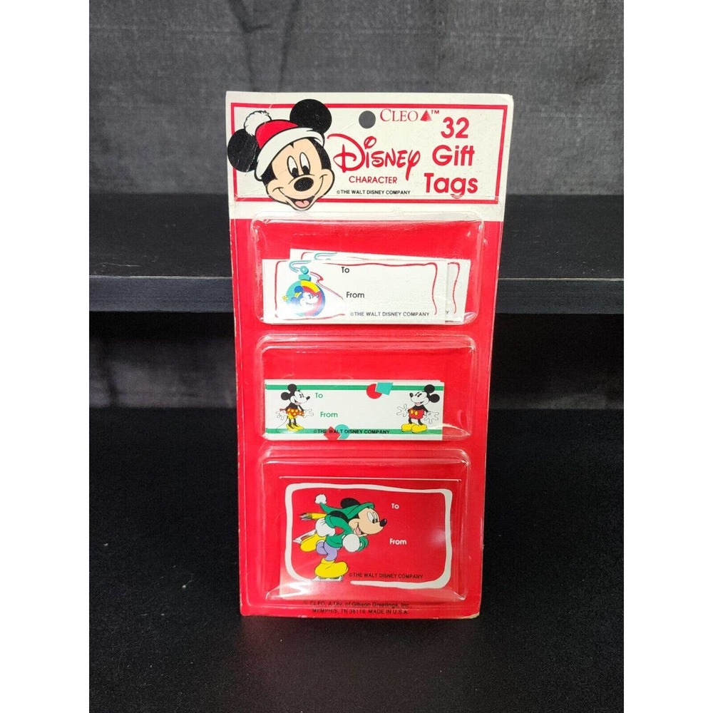 Vintage Walt Disney Christmas Gift Tags Mickey Minnie by Cleo New Sealed 1980s